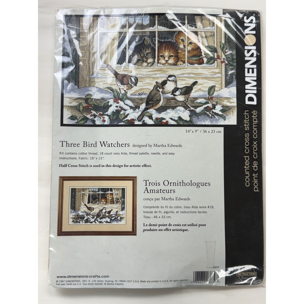 Vintage Dimensions Counted Cross Stitch Kit Three Bird Watchers Martha Edwards